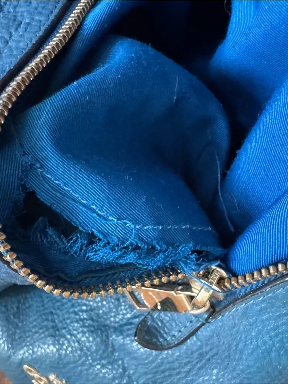Coach Madison Phoebe Blue Pebbled Leather Shoulder Hobo Bag